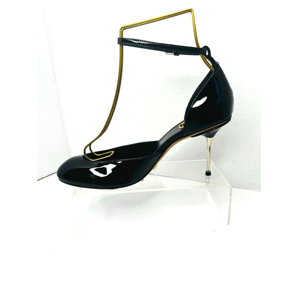 Sportmax Black Leather Mary Jane Pumps Size Classic Heel Dress Shoes EU 37